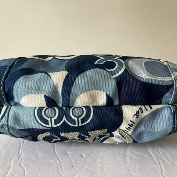 COACH POPPY DENIM PATCHWORK CANVAS SHOULDER BAG - Picture 8 of 10